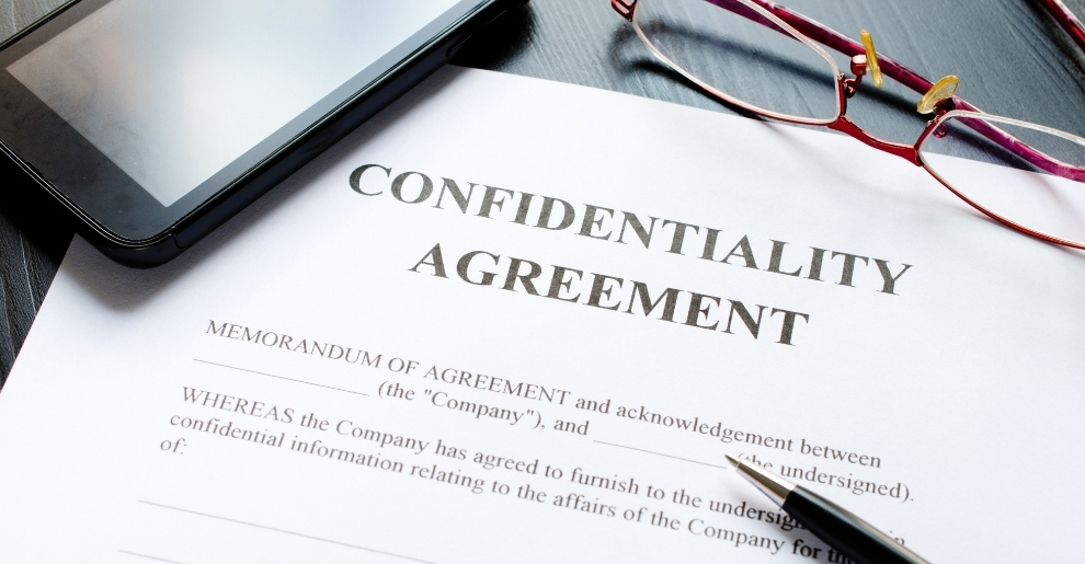 document with the words confidentiality agreement