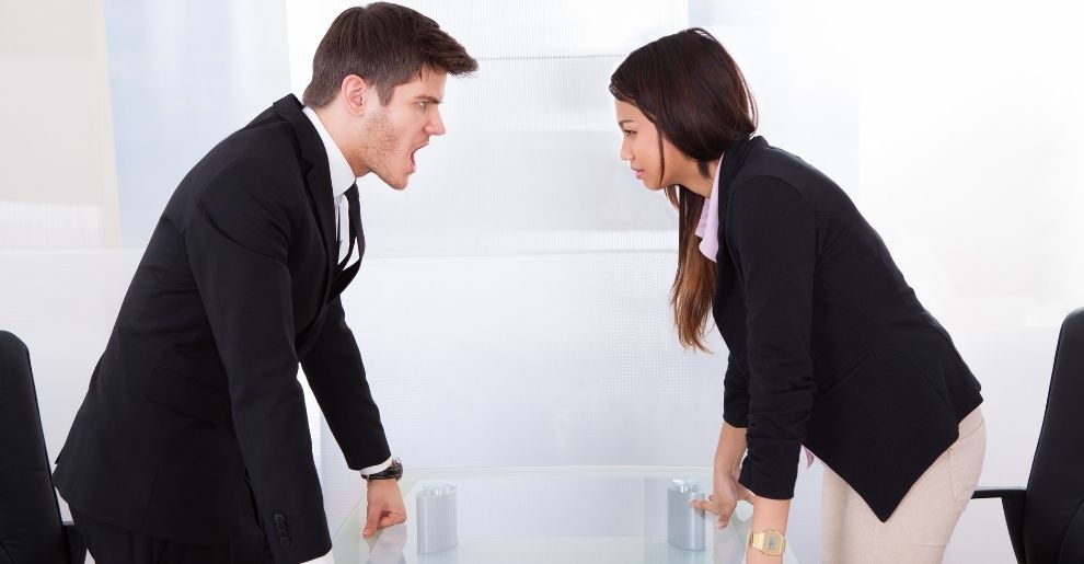 Divorcing your business partner - two business people arguing